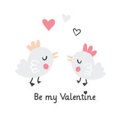 Valentines day illustration with two little birds