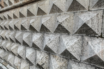 Closeup of pyramid speedbumps