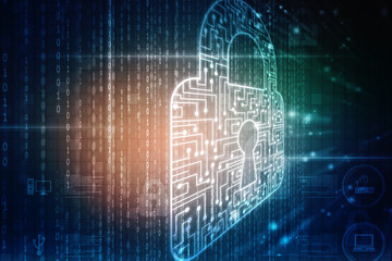 2d illustration Safety concept: Closed Padlock on digital background