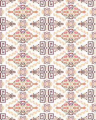Vector Seamless Pattern in Ethnic Style. Creative tribal endless ornament, perfect for textile design, wrapping paper, wallpaper or site background. Trendy hand drawn boho tile.