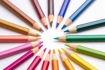 Fototapeta premium Concept - green crayon stands out