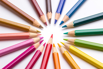 Concept - red pencil stands out