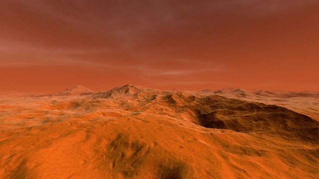 3D rendered Animation of a spaceship flight over Plant Mars.
