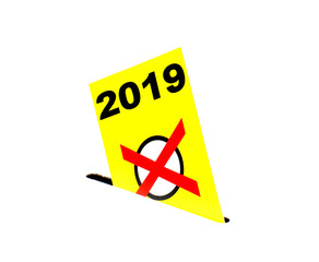 Gelber Zettel steckt in Wahlurne - Wahl 2019