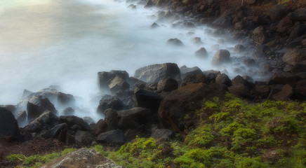 On the bank of the Atlantic, long exposure with a smudgy effect