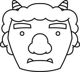 Cute japanese demon Mask outline