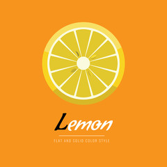 Sliced lemon icon. Flat color style Healthy food logo concept. Vector illustration