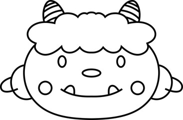 Cute japanese demon Mask outline