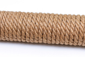 Brown cat scratching post. Selective focus, macro close-up