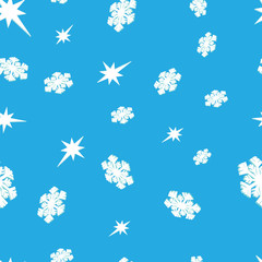 Seamless background with snowflakes and stars