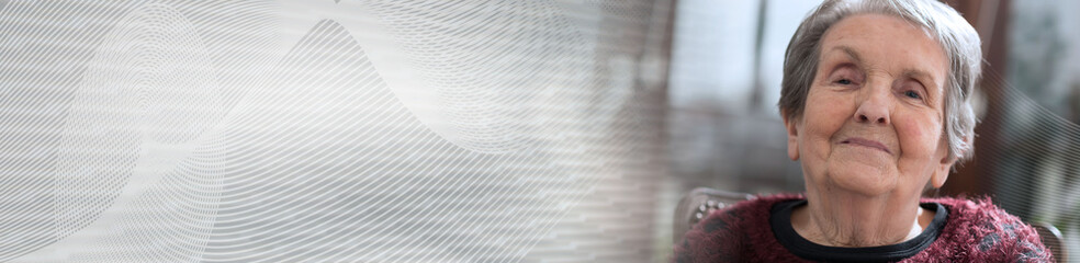 Senior woman portrait. panoramic banner
