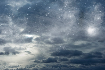 mystical mystic sky with stars and light like magic background 