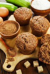 Zucchini muffins with cocoa powder