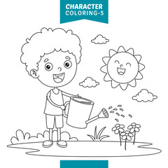 Vector Illustration Of Character Coloring Page
