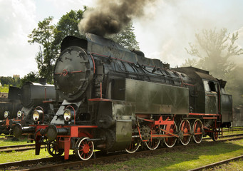 Fototapeta na wymiar Old locomotive in Chabowka. Poland
