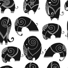 Obraz premium Ornate elephant, seamless pattern for your design