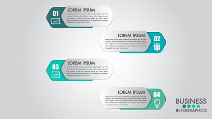 Infographics modern template for business with 4 steps, icons for 4 options.Can be used for workflow layout, diagram, website, corporate report.Vector 3d element.