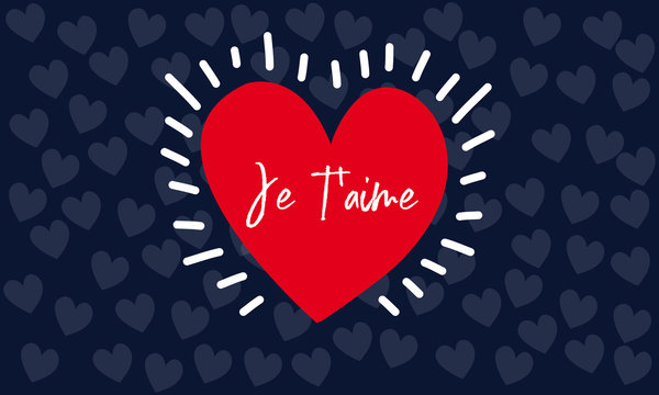 coeur de Saint-Valentin qui bat, je t'aime sur fond avec motif c&oelig;ur