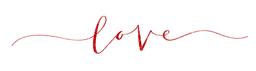 “LOVE” red glitter brush calligraphy banner