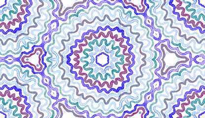 Blue Geometric Watercolor. Curious Seamless Patter