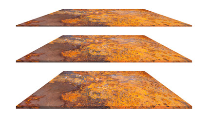 Rusty metal  plate isolated on white background for interior exterior decoration and industrial construction concept design.