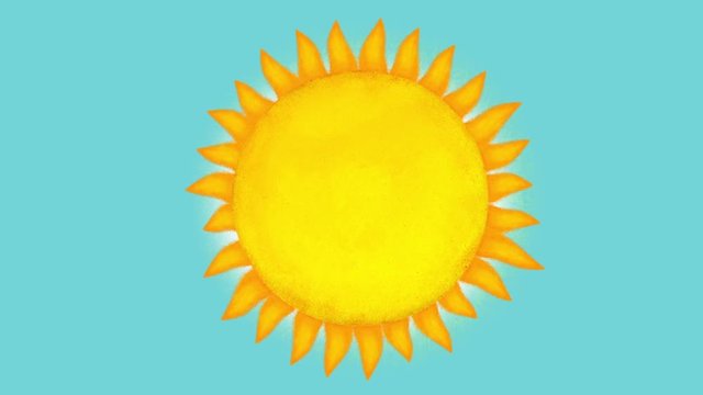 Cute cartoon isolated sun with dancing rays. Useful for background in animation. Seamless loop. Alpha channel.