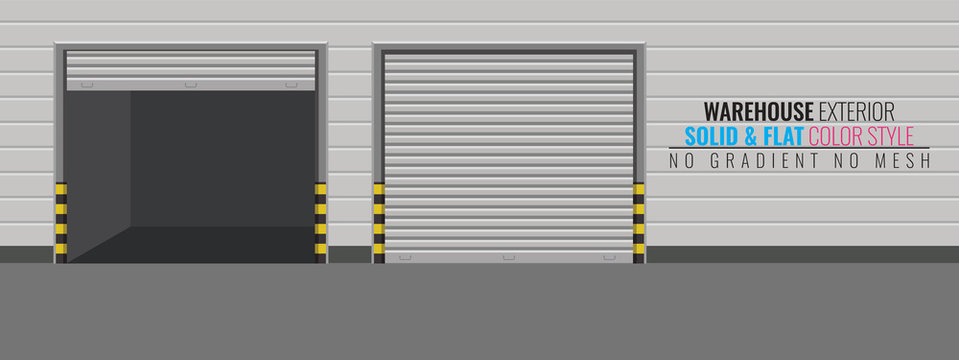 Delivery Warehouse or storage building exterior. High detailed vector illustration.