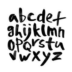 Alphabet letters.Black handwritten font drawn with liquid ink and brush. Calligraphic script vector - Vector