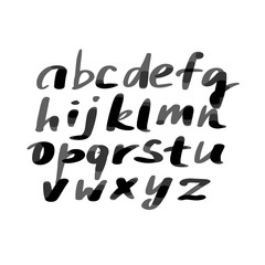 Alphabet letters.Black handwritten font drawn 