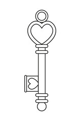 Line art black and white ornate key