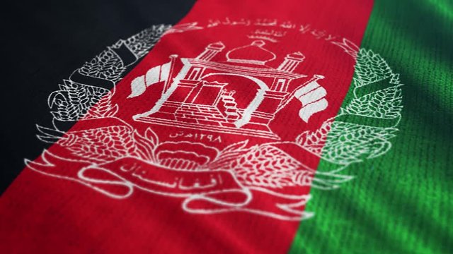 Afghanistan flag is waving 3D animation. Symbol of Afghan national on fabric cloth 3D rendering in full perspective.