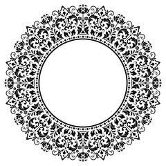 Decorative frame Elegant vector element for design in Eastern style, place for text. Floral black border. Lace illustration for invitations and greeting cards