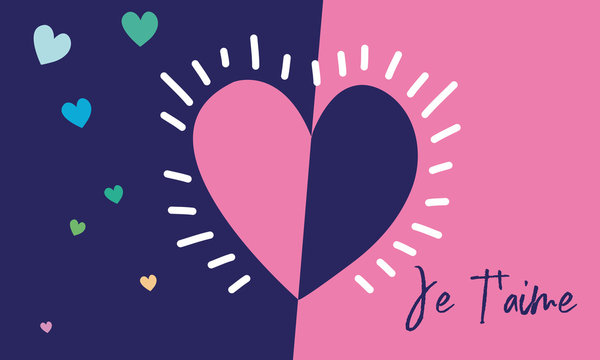 c&oelig;ur qui bat en 2 couleurs pour dire je t'aime avec pluie de petits c&oelig;urs