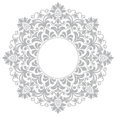 Decorative frame Elegant vector element for design in Eastern style, place for text. Floral grey border. Lace illustration for invitations and greeting cards