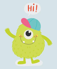 Cute monster. Kid. T-shirt. vector illustration.