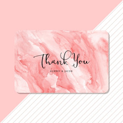 thank you card with abstract pink watercolor background
