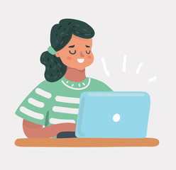 Smart little girl using her laptop