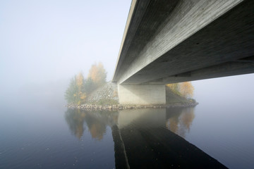 small rural bridge in fog, Finland