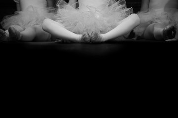 Closeup legs of ballerinas during a performance.Ballet dancers.