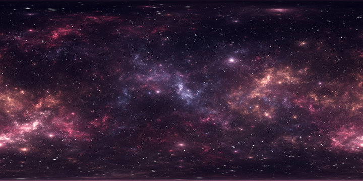 Fototapeta Interstellar cloud of gas and dust. Deep outer space background with stars. Space nebula. Panorama, environment 360 HDRI map. Equirectangular projection, spherical panorama