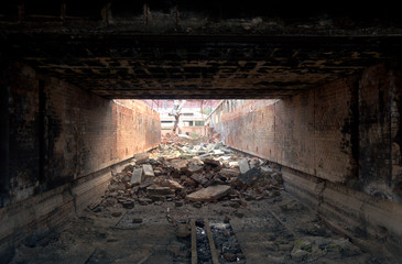 Fototapeta na wymiar Abandoned brick factory ruins