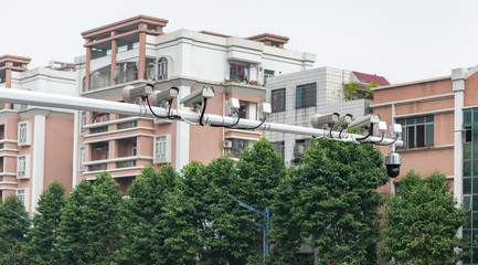 Fototapeta na wymiar CCTV cameras in outdoor