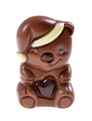 chocolate figurine bear on an isolated white background