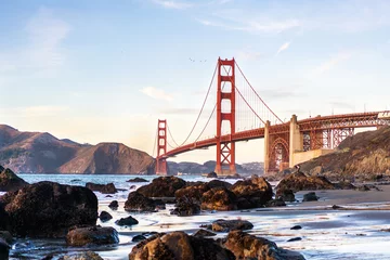 Papier Peint photo Pont du Golden Gate Marshal& 39 s beach view point sur le Golden Gate Bridge, San Francisco, Californie.