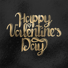Happy Valentine's Day lettering text foil style vector illustration. Happy Valentine's Day card design.