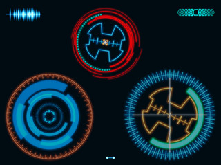 Futuristic HUD interface elements. Digital illustration.