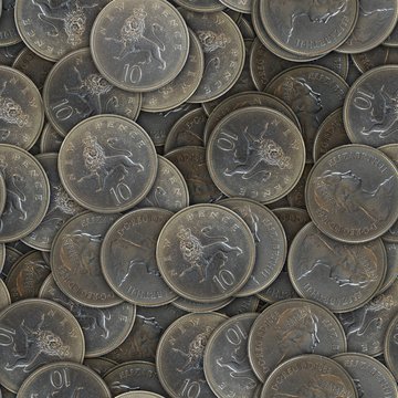 Background of coins. Seamless pattern.