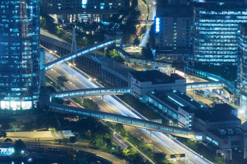 Night scene of aerial view of midtown of Hong Kong City