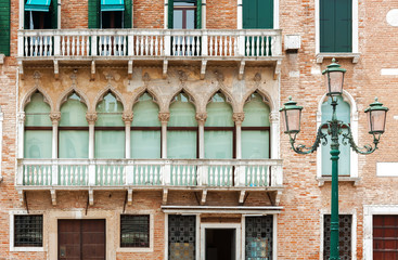 Architectural detail - Facade of old residential building in Venice, Italy