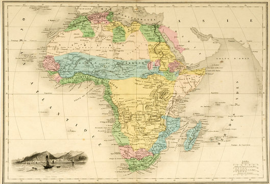 Karte Landkarte Afrika um 1860 historisch